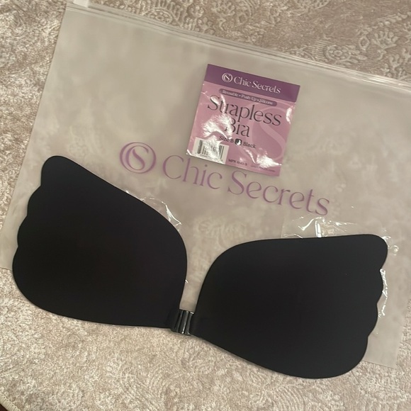 Brand New Self Adhesive Backless Strapless Silicone Black Push Up Bra - Picture 7 of 16